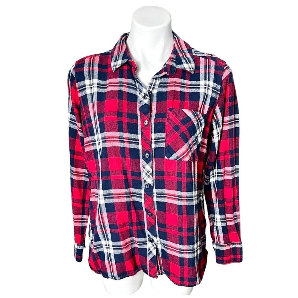 Woolrich Plaid Flannel Button Down Shirt Size X Large Red/Navy/White